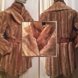 Vintage Leather and Faux Fur Coat Made in England